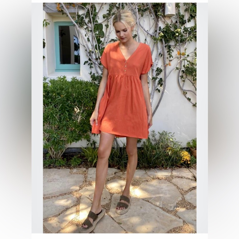Urban Outfitters Orange V-Neck Mini Dress
